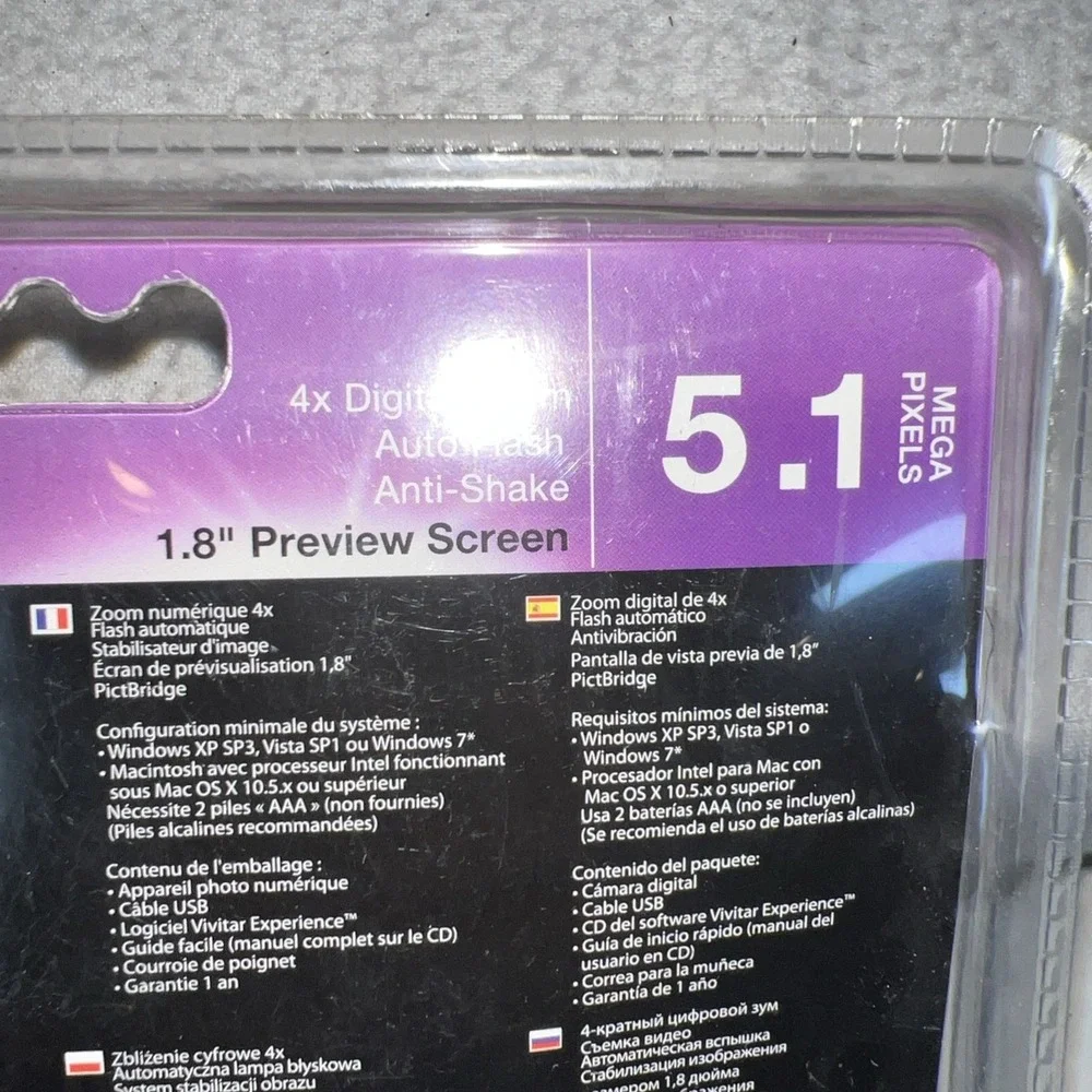 Vivitar Vivicam 5119 5.1 Mega Pixels Compact Digital Camera Purpl Factory Sealed